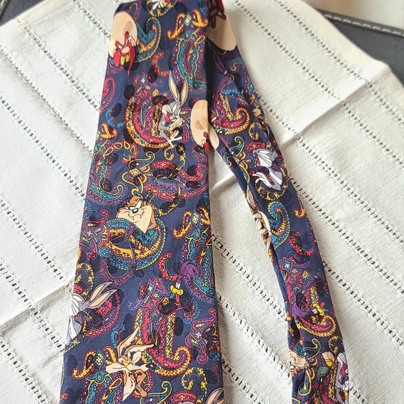 1995 Vintage RARE Looney Tunes Mania silk tie - Picture 2 of 8